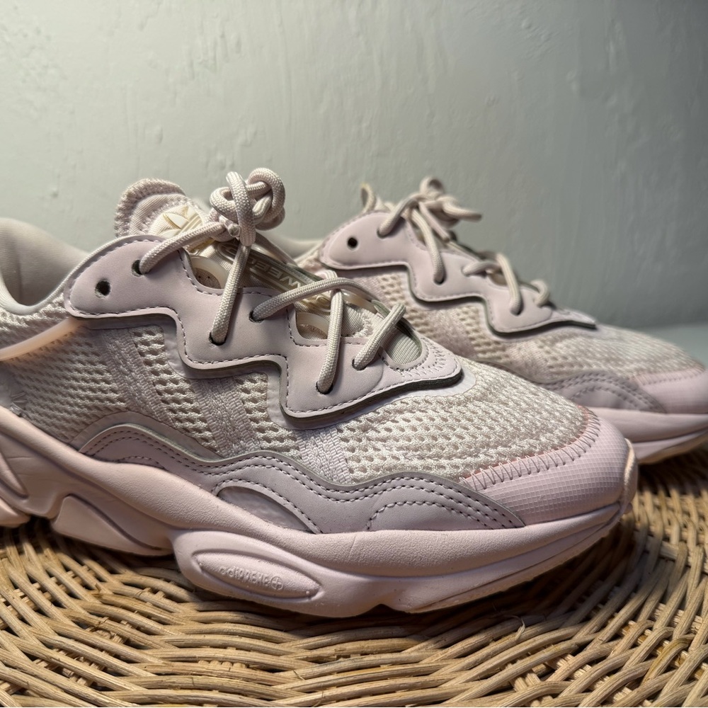 Adidas Women's Light Pink Mesh & Leather Fashion Sneakers